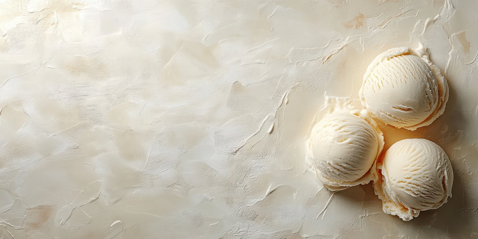 Creamy vanilla ice cream scoops arranged on a textured light background for a delicious dessert display
